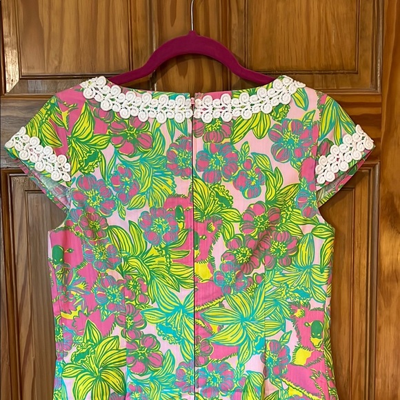 Lilly Pulitzer Green and Pink Asymmetrical Sheath Dress - Picture 5 of 6